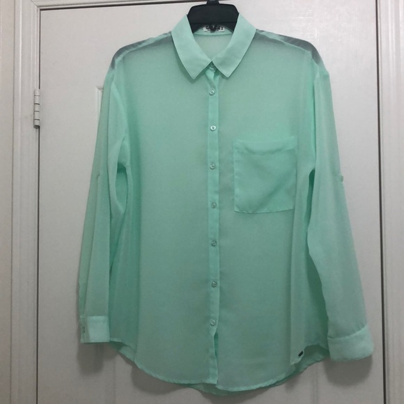 Garage chiffon mint green blouse - Picture 2 of 7
